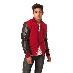 full sleeves jacket, removable sleeves jacket, red varsity