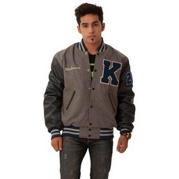 classic grey varsity, woolen full sleeve jacket, classic latterman jacket