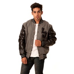 mens cotton twil jacket, light weight varsity jacket, gray mens varsity jacket