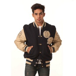 classic varsity black jacket, navy patchment light weight jacket, black body varsity jacket