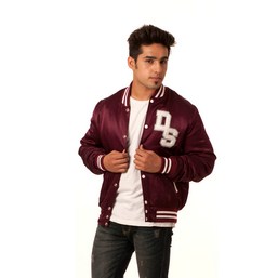 retro collar varsity jacket, purple varsity jacket, coat style varsity jacket